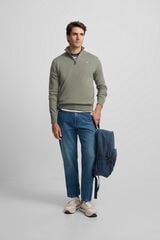 Silbon Camisola lisa meio fecho-&eacute;clair Verde