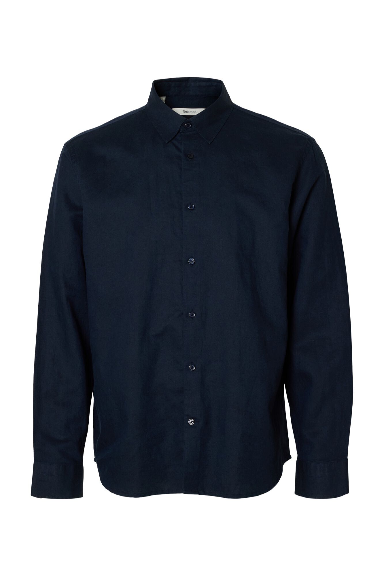 Selected Camisa em mistura de linho Azul