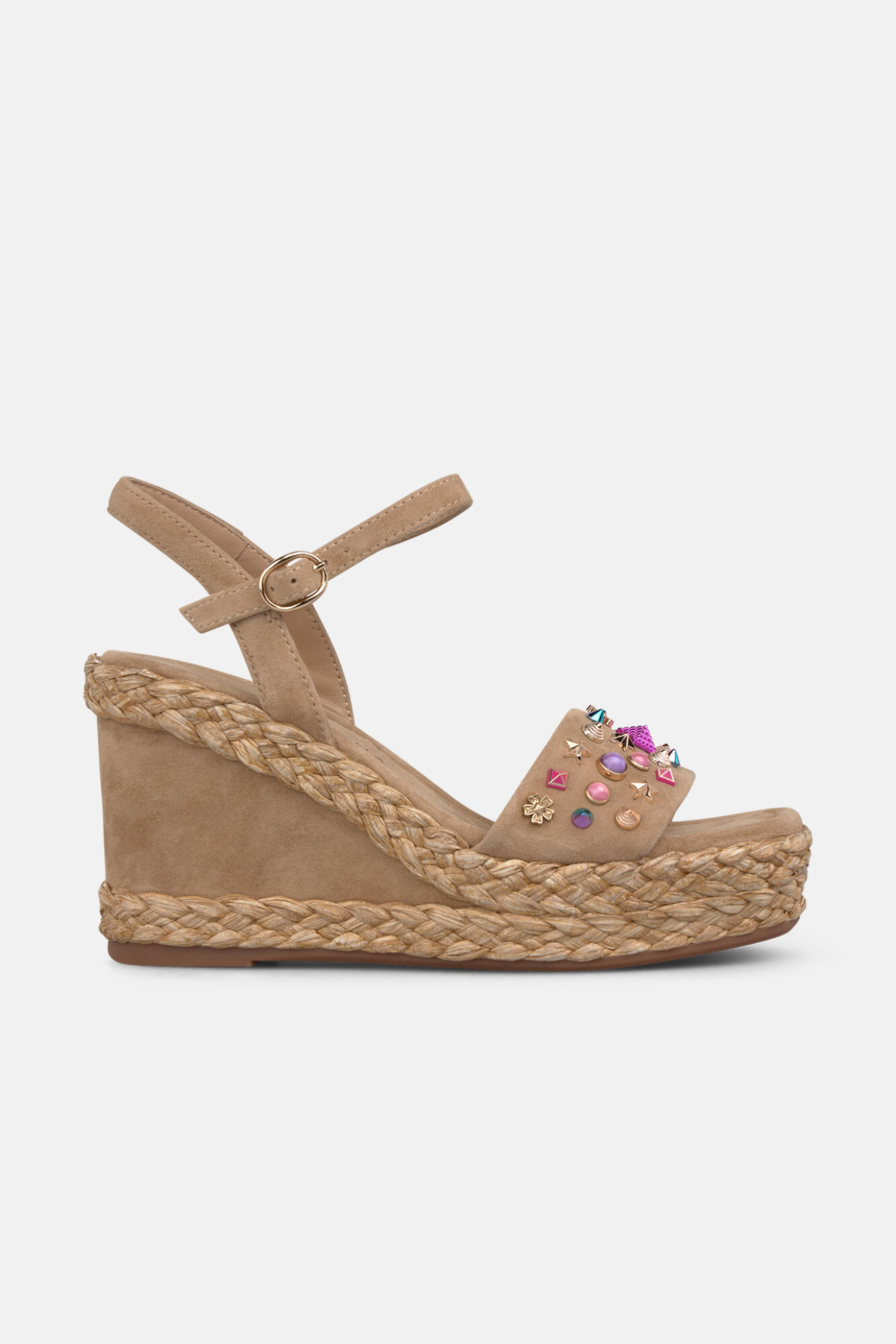 Alma en Pena Jute espadrille with front gemstones