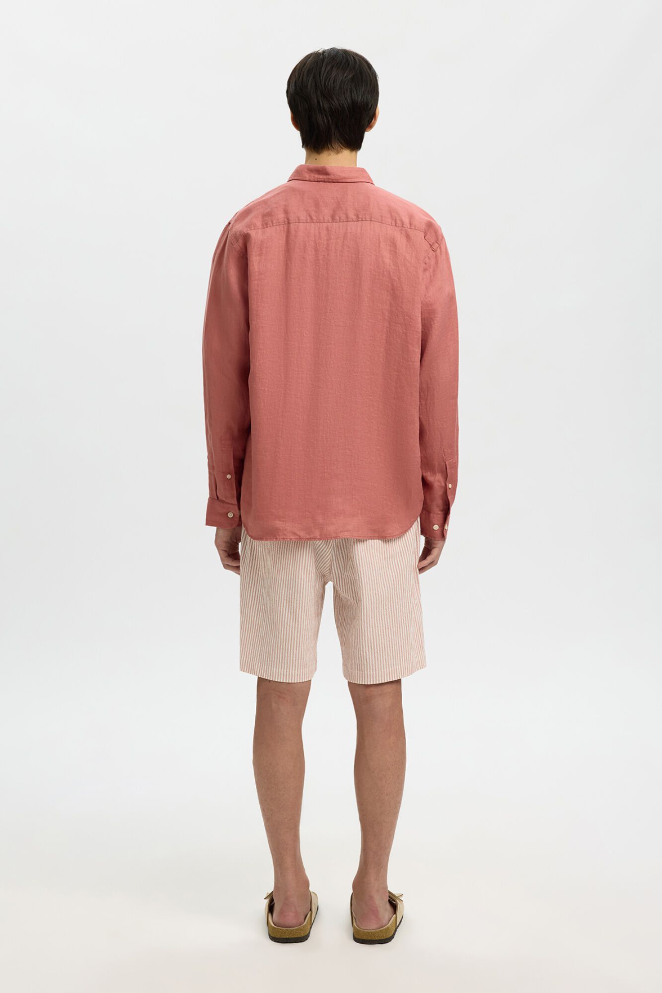 Selected Linen long sleeve shirt Pink