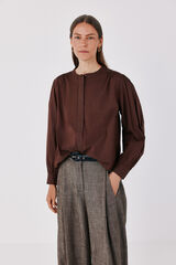 Cortefiel Blusa em algod&atilde;o leve Castanho