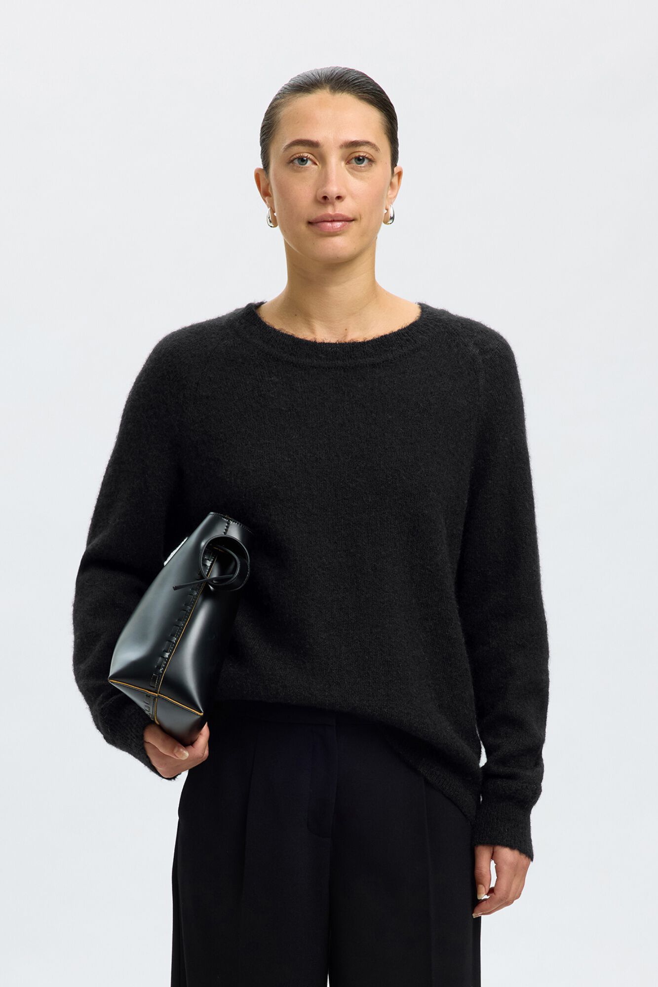 Selected Camisola de l&atilde; e alpaca Preto