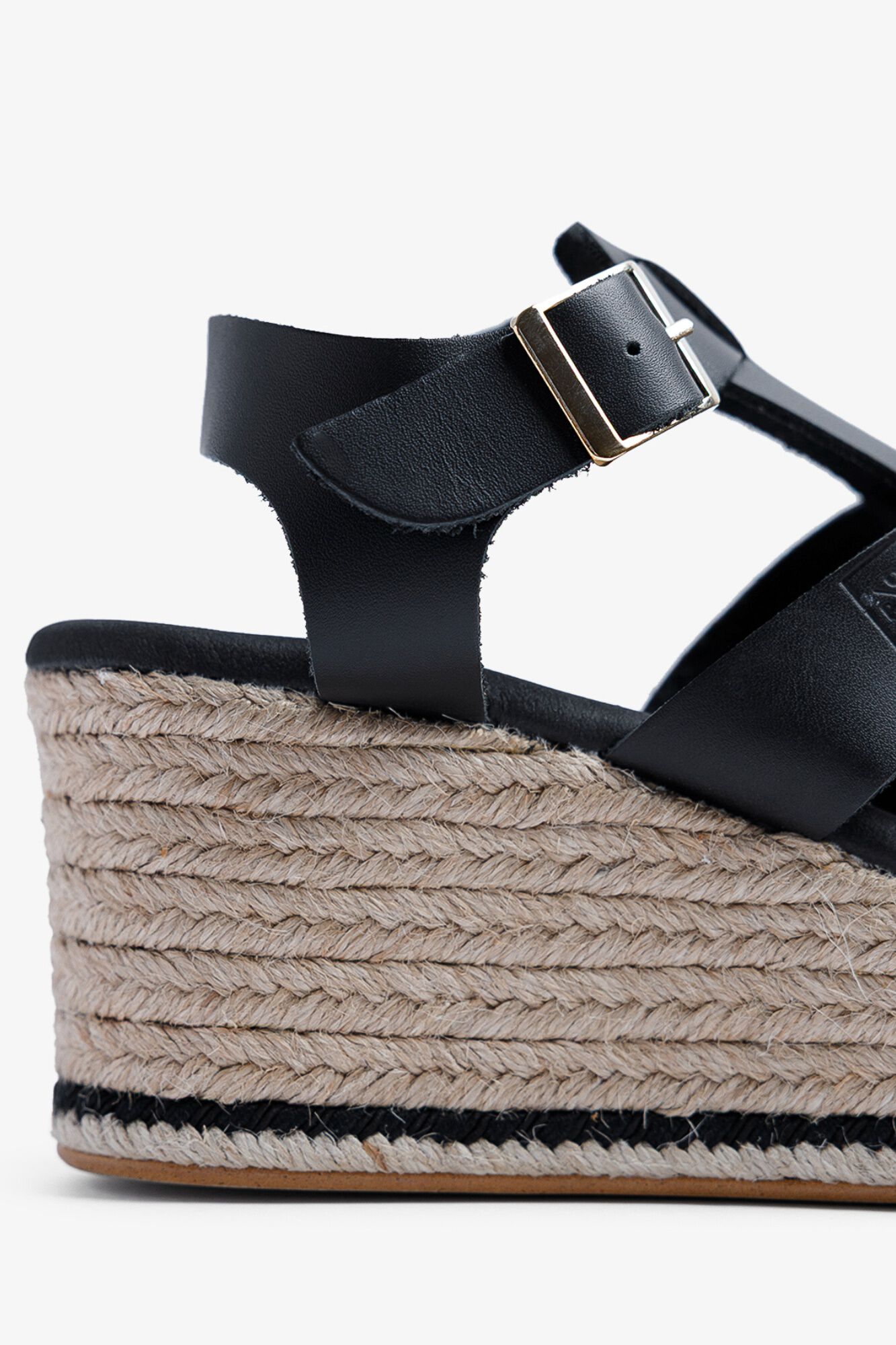 Popa Rumari leather low wedge sandal Black