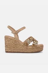 Alma en Pena Wedge sandal with gemstones strap Nude