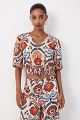 Cortefiel Blusa estampada Multicolor