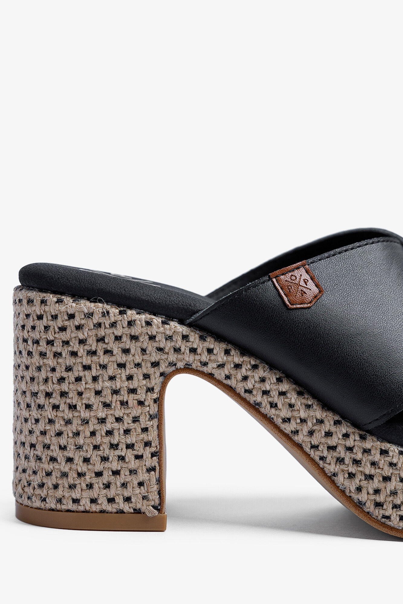 Popa Melibea leather wedge heel sandal Black