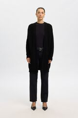 Selected Long wool and alpaca cardigan Black