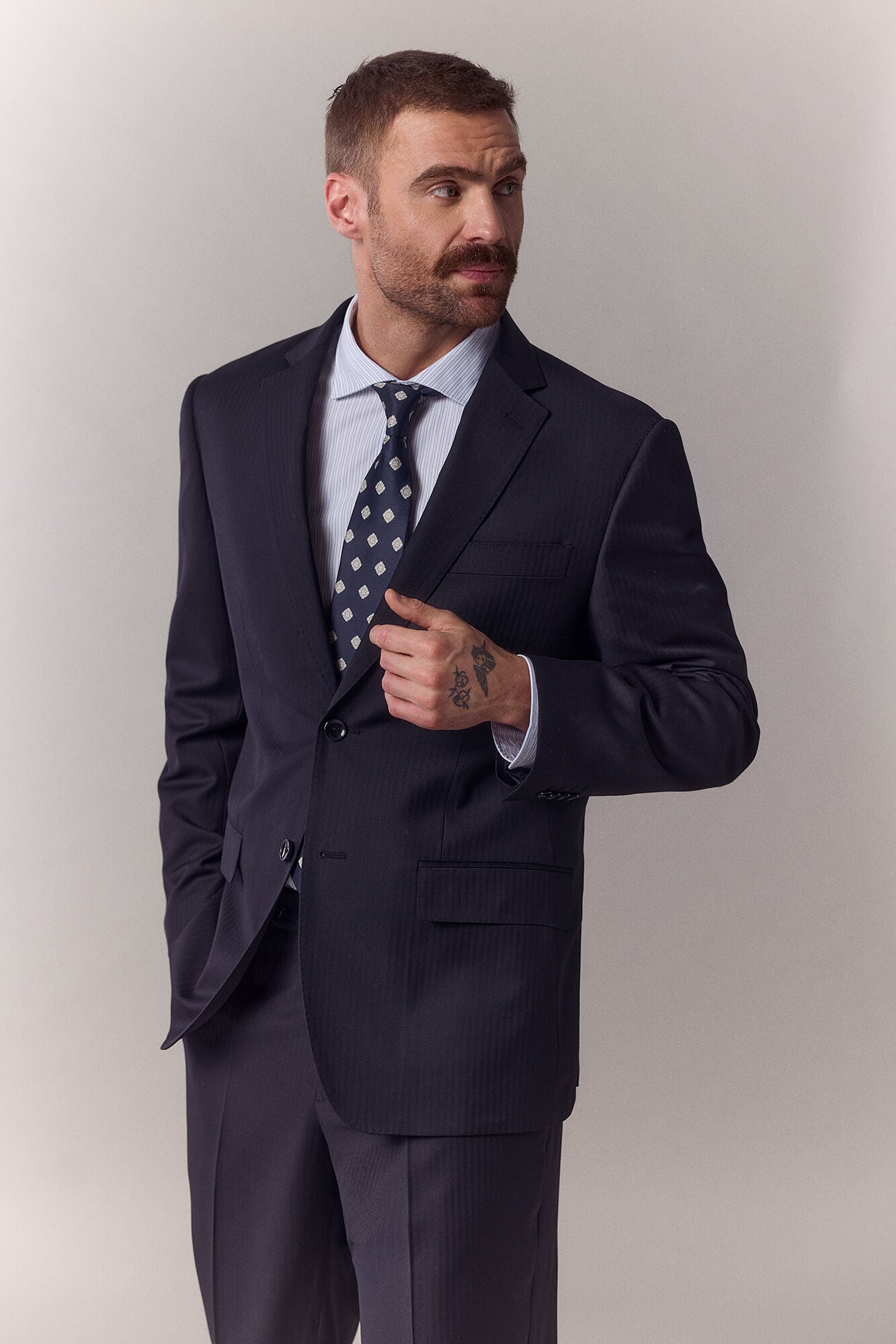 OOTO Herringbone suit blazer Navy