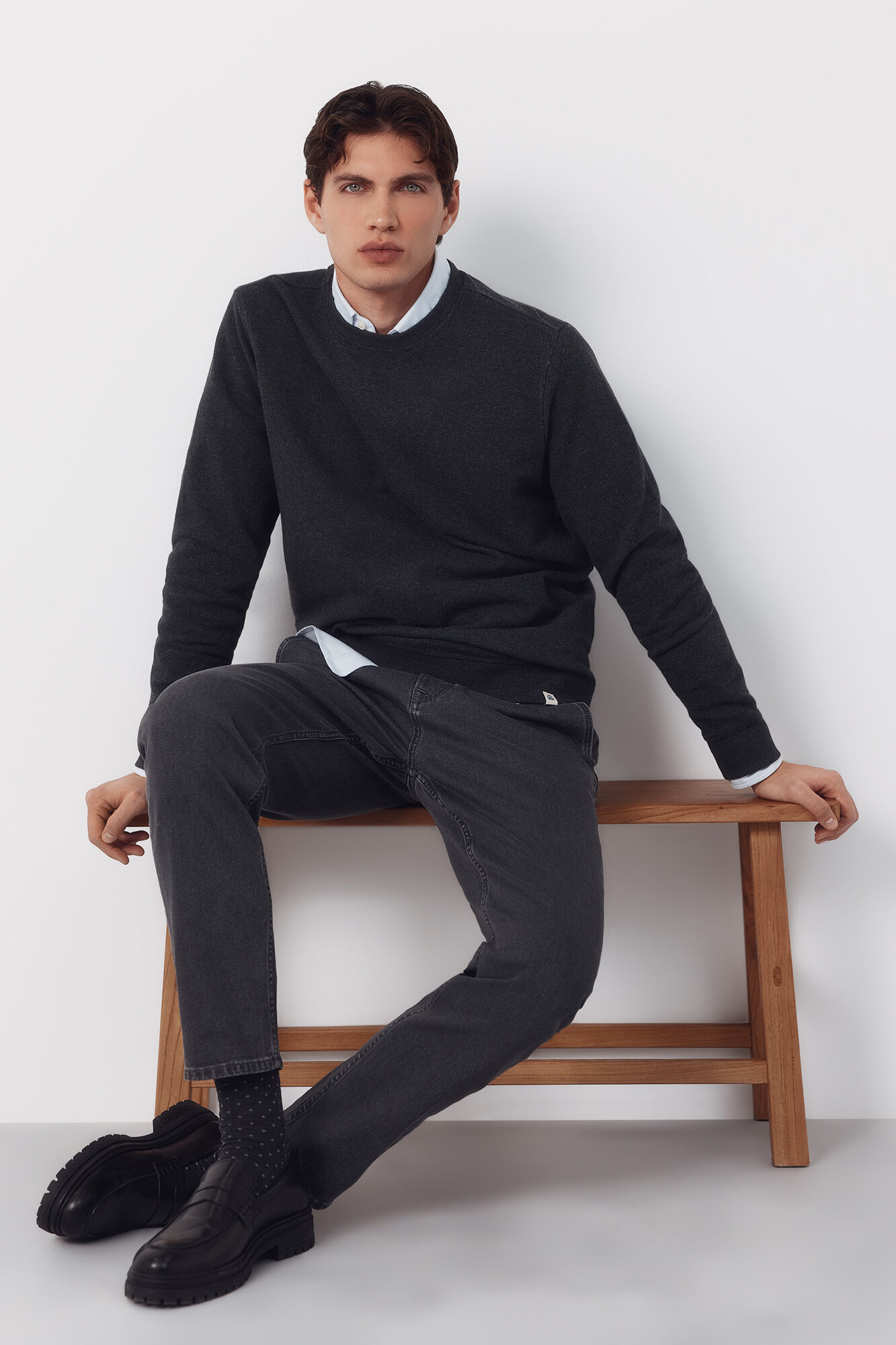 Cortefiel Textured crew neck sweatshirt