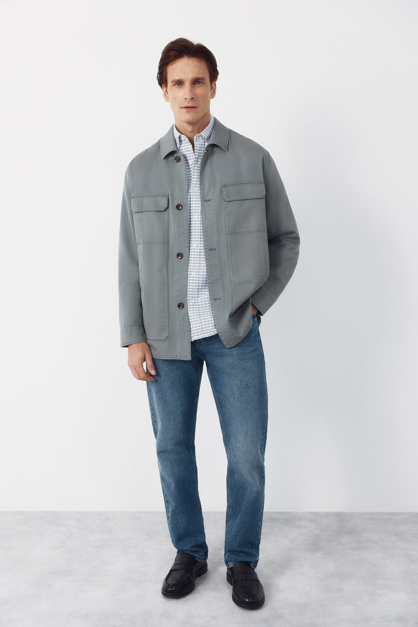 Cortefiel Plain Tencel overshirt