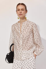 Cortefiel Polka-dots ruffle blouse Beige