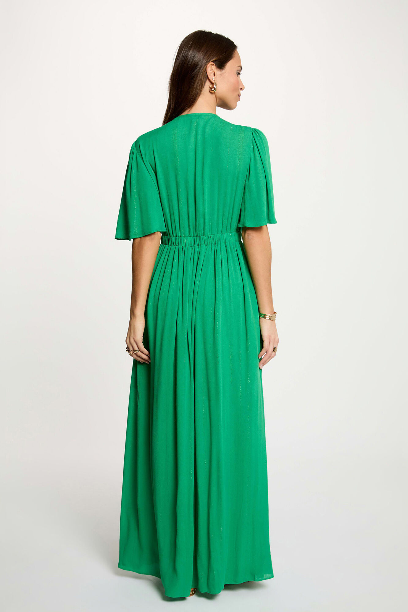 Morgan V-neck long dress Green