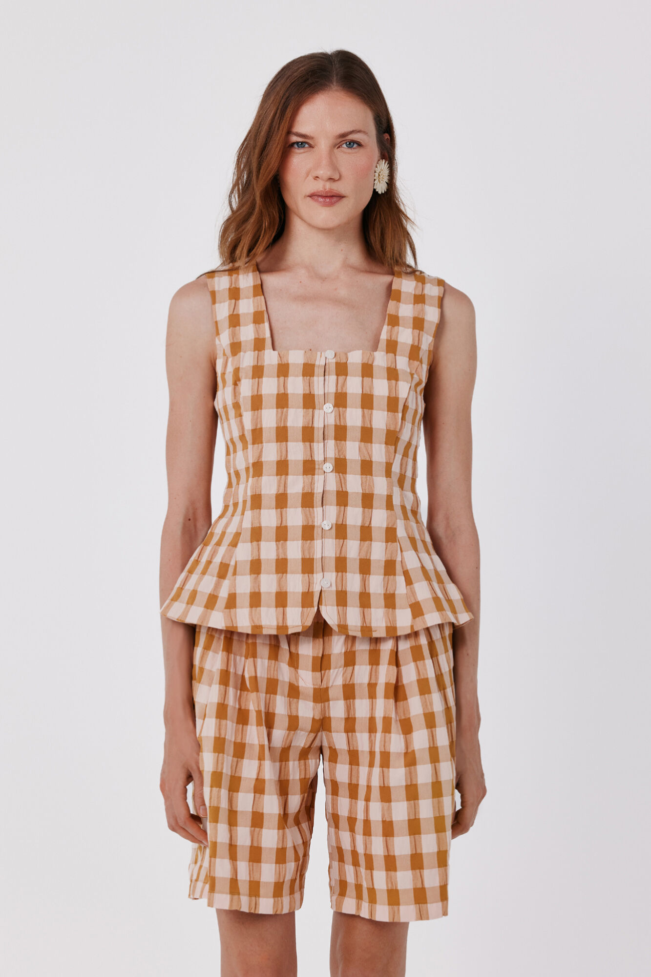 Cortefiel Vichy check top