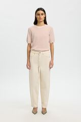Selected Openwork knit top Pink