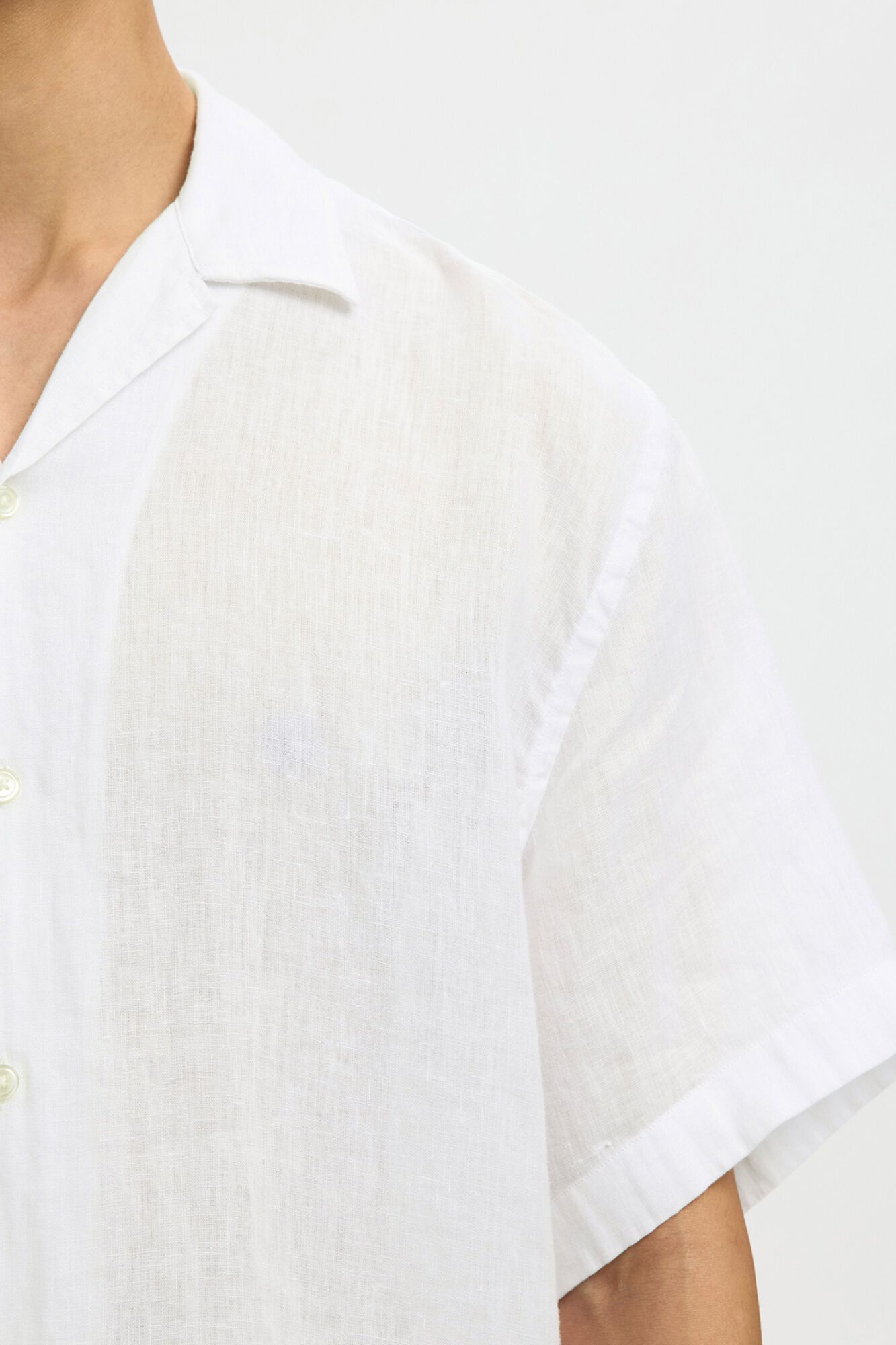 Selected Linen short sleeve shirt White