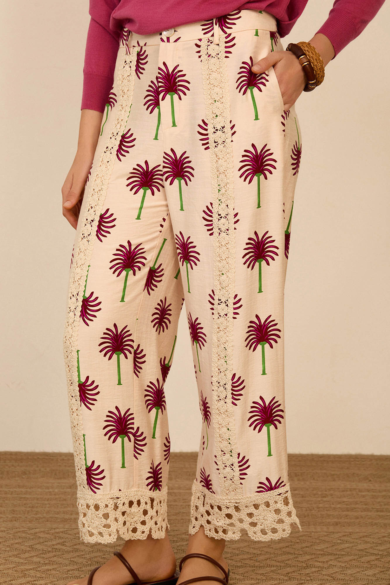 Meisie Printed cropped trousers