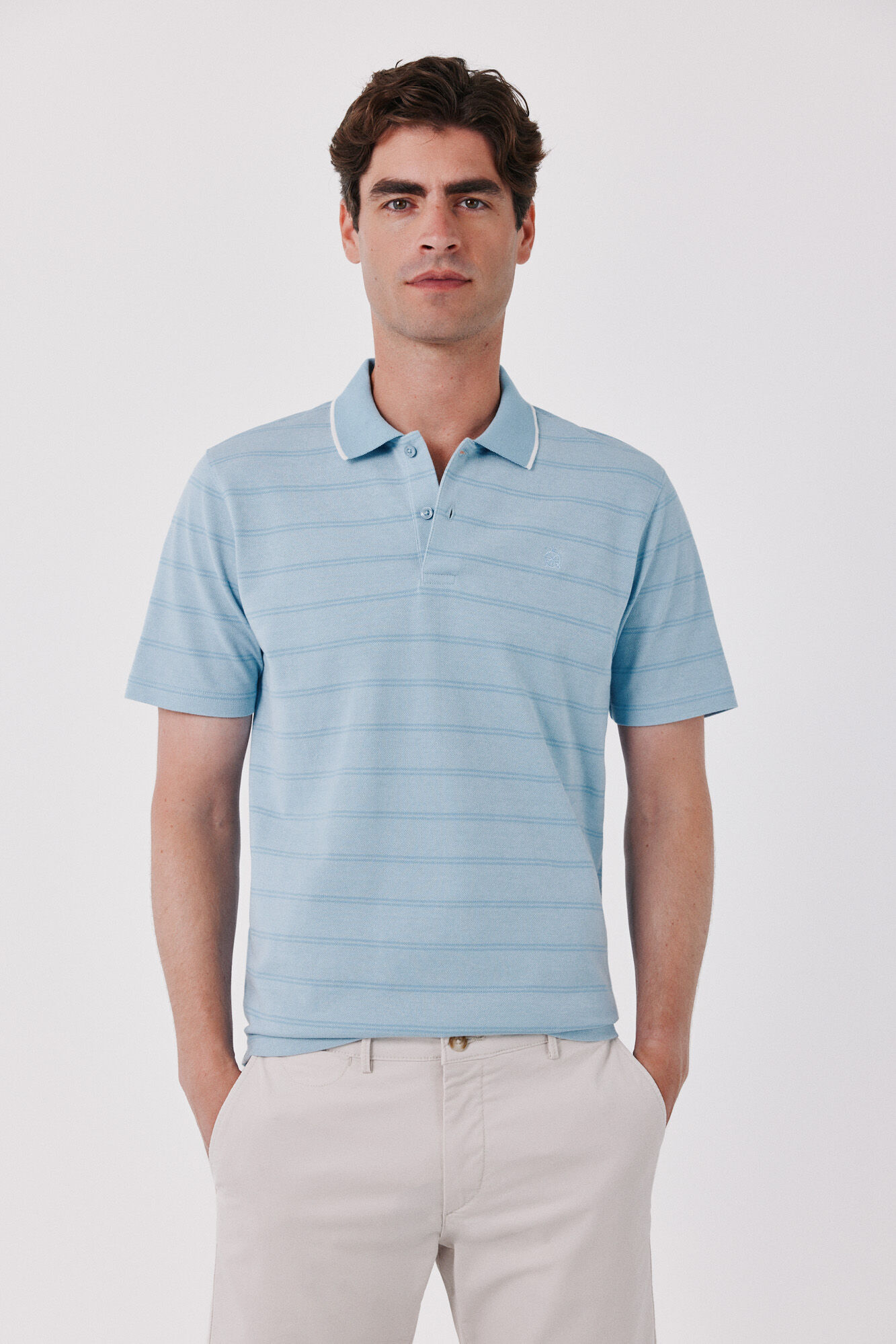 Cortefiel Striped oxford polo shirt