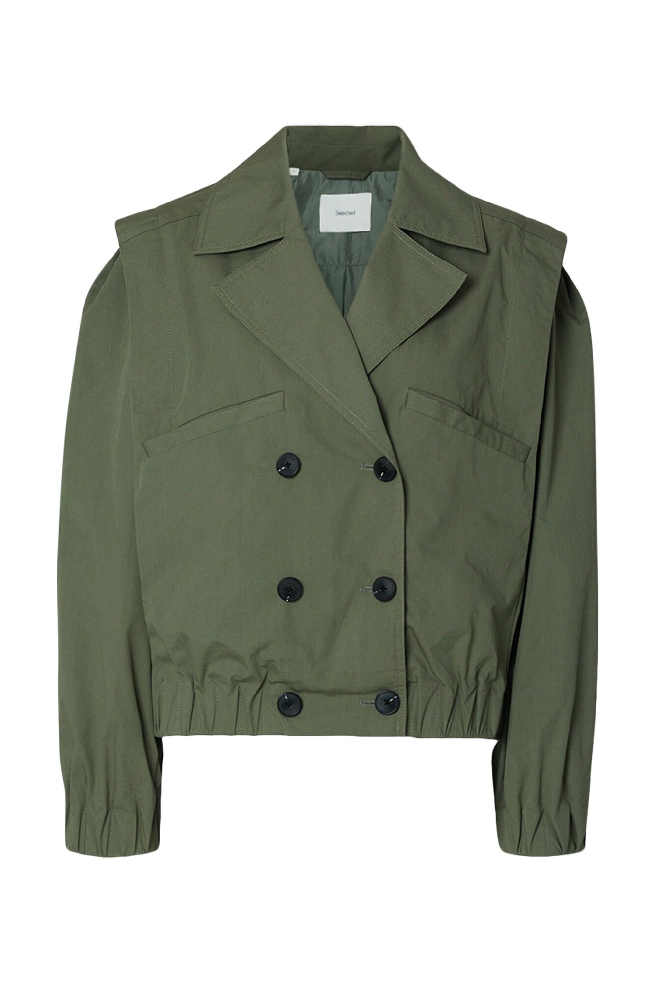 Selected Double-breasted bomber jacket Dark green