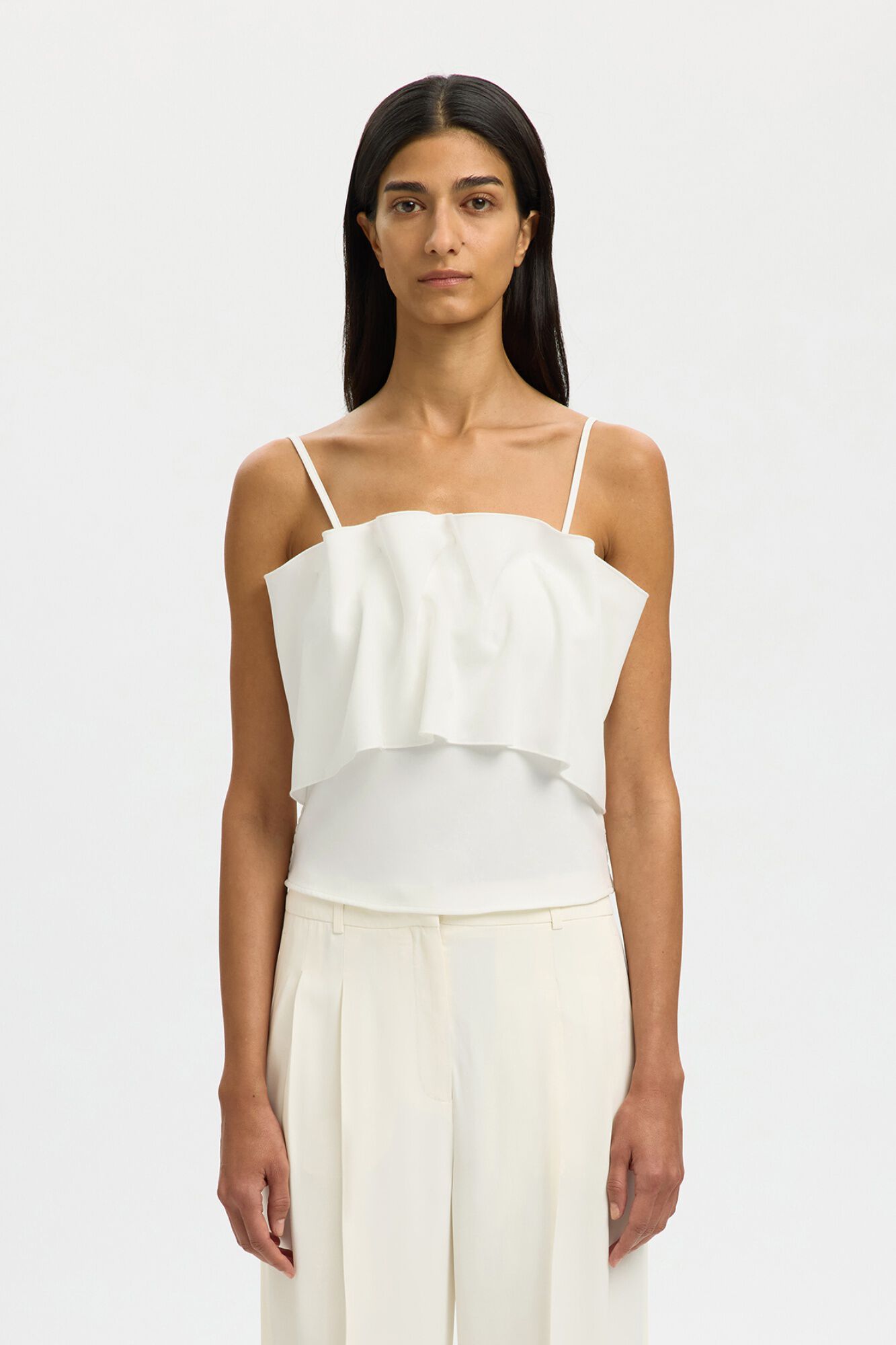 Selected Top bandeau com folho Branco