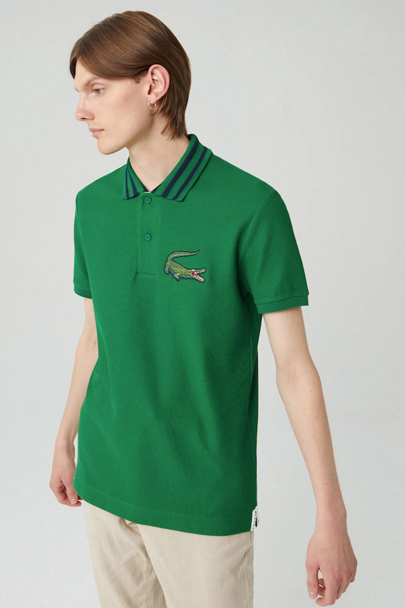 Lacoste Polo oversize con estampado de cocodrilo