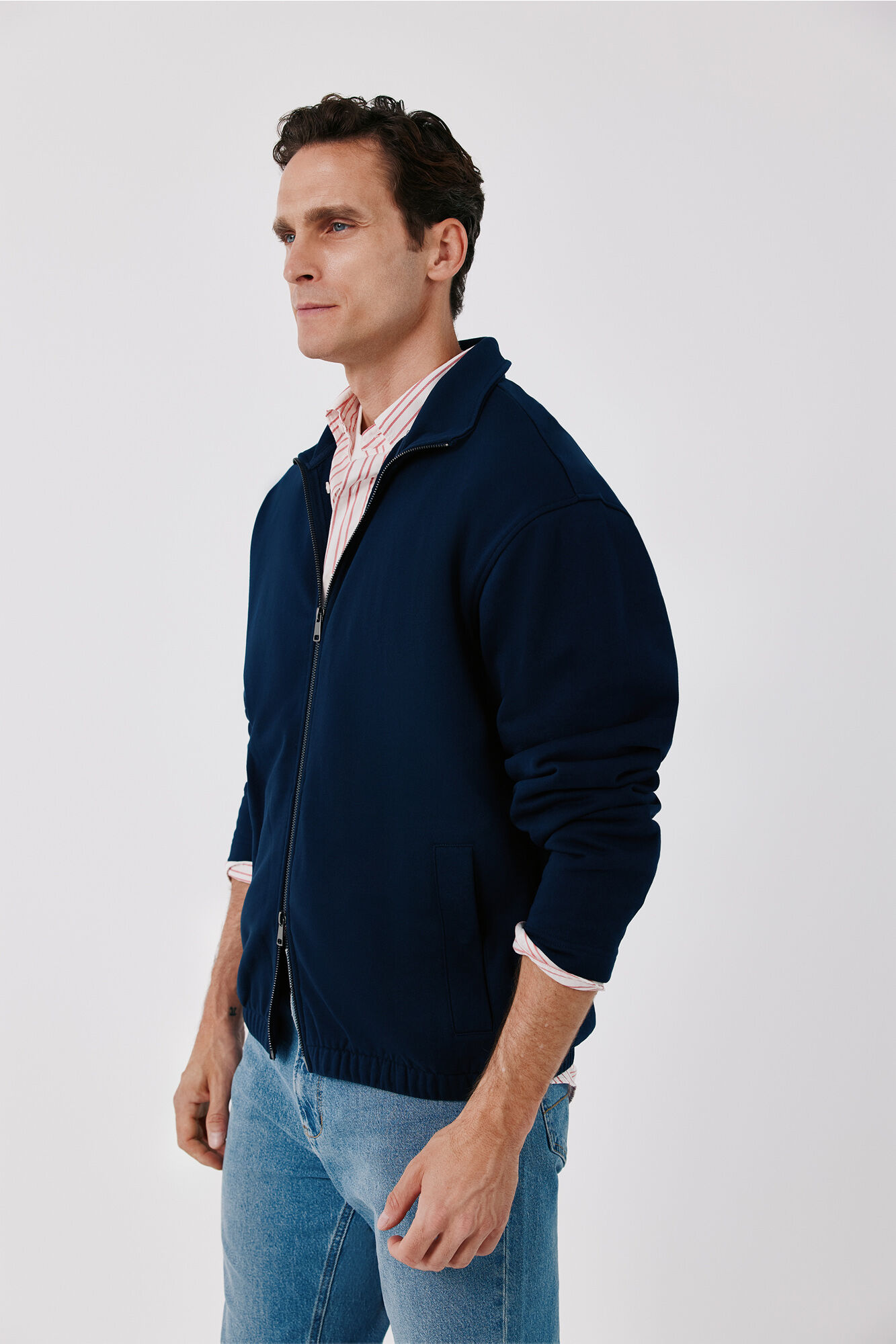 Cortefiel Zip fastening cardigan Navy