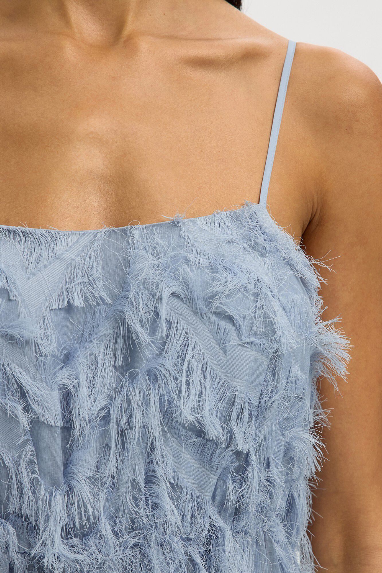 Selected Midi dress with fringed fabric