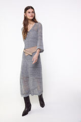 Slowlove Vestido de malha rendada Cinzento