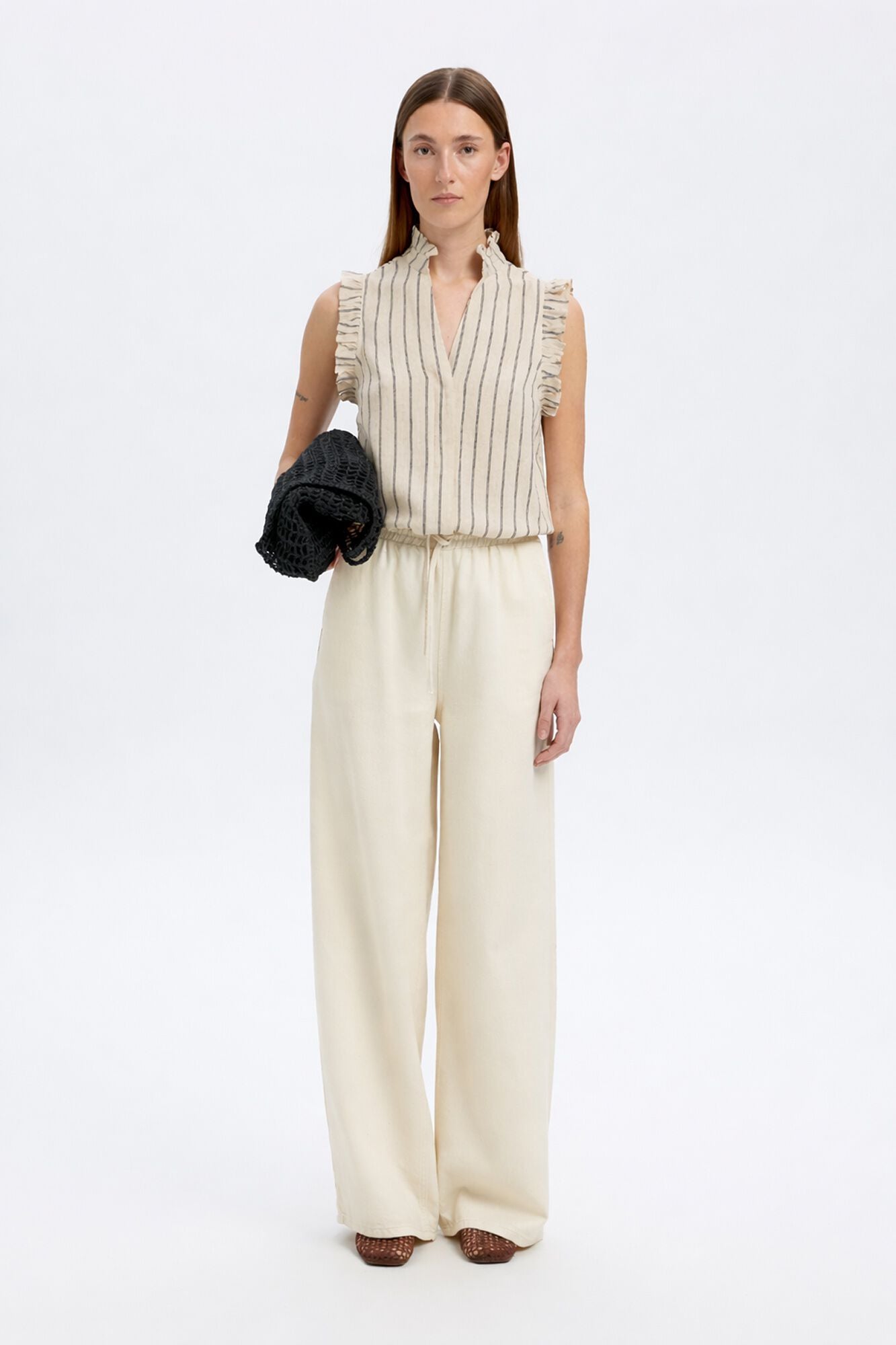 Selected Sleeveless ruffle blouse