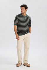 Selected Polo de malha &agrave;s riscas Verde