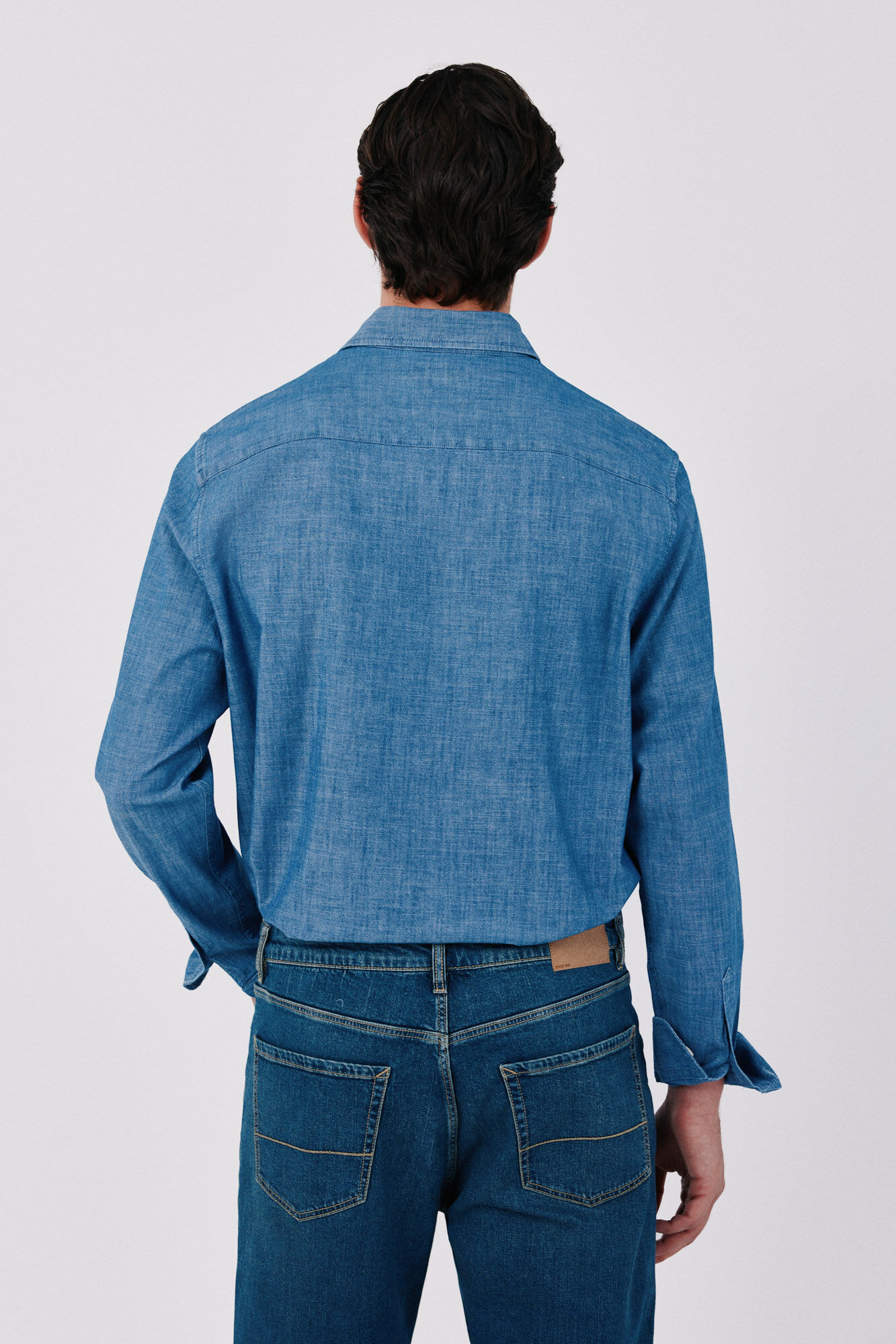 Cortefiel Chambray utility shirt Navy