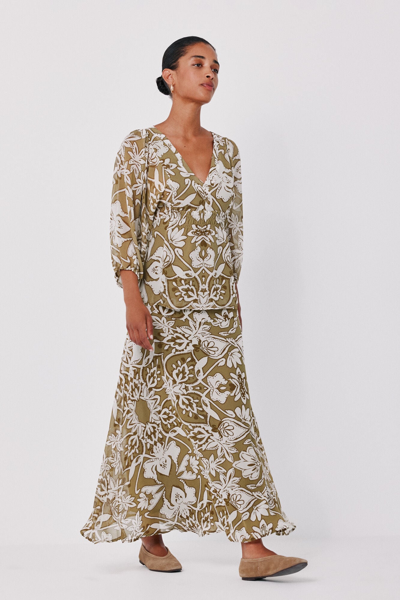 Cortefiel Printed long skirt