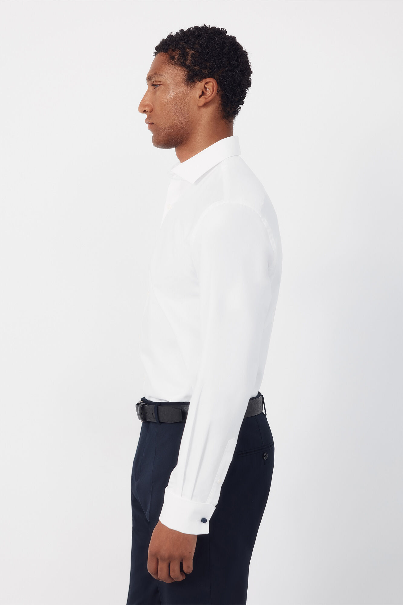 Cortefiel Slim fit easy iron cuff shirt with twin cuffs White