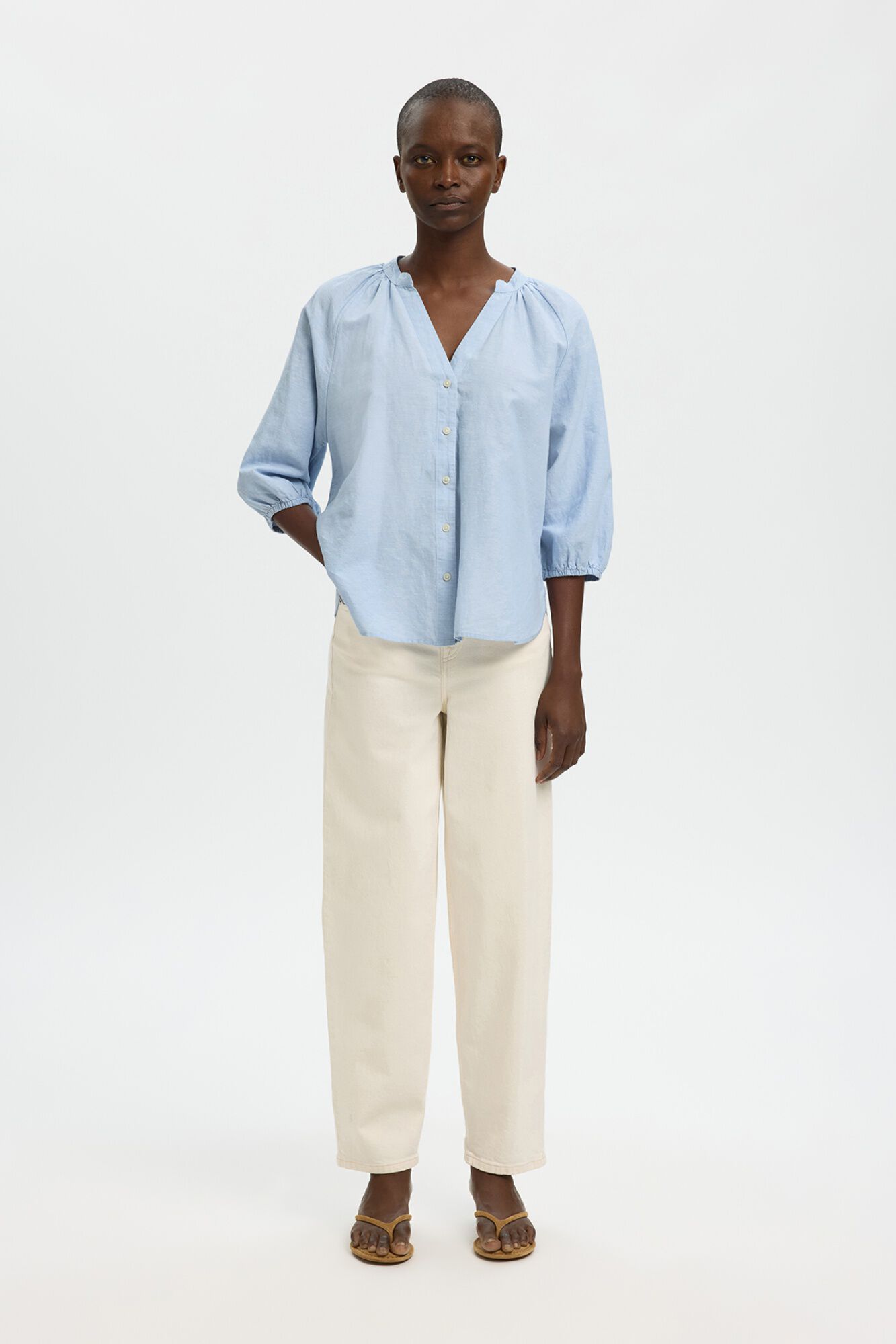 Selected Blusa manga 3/4 em linho