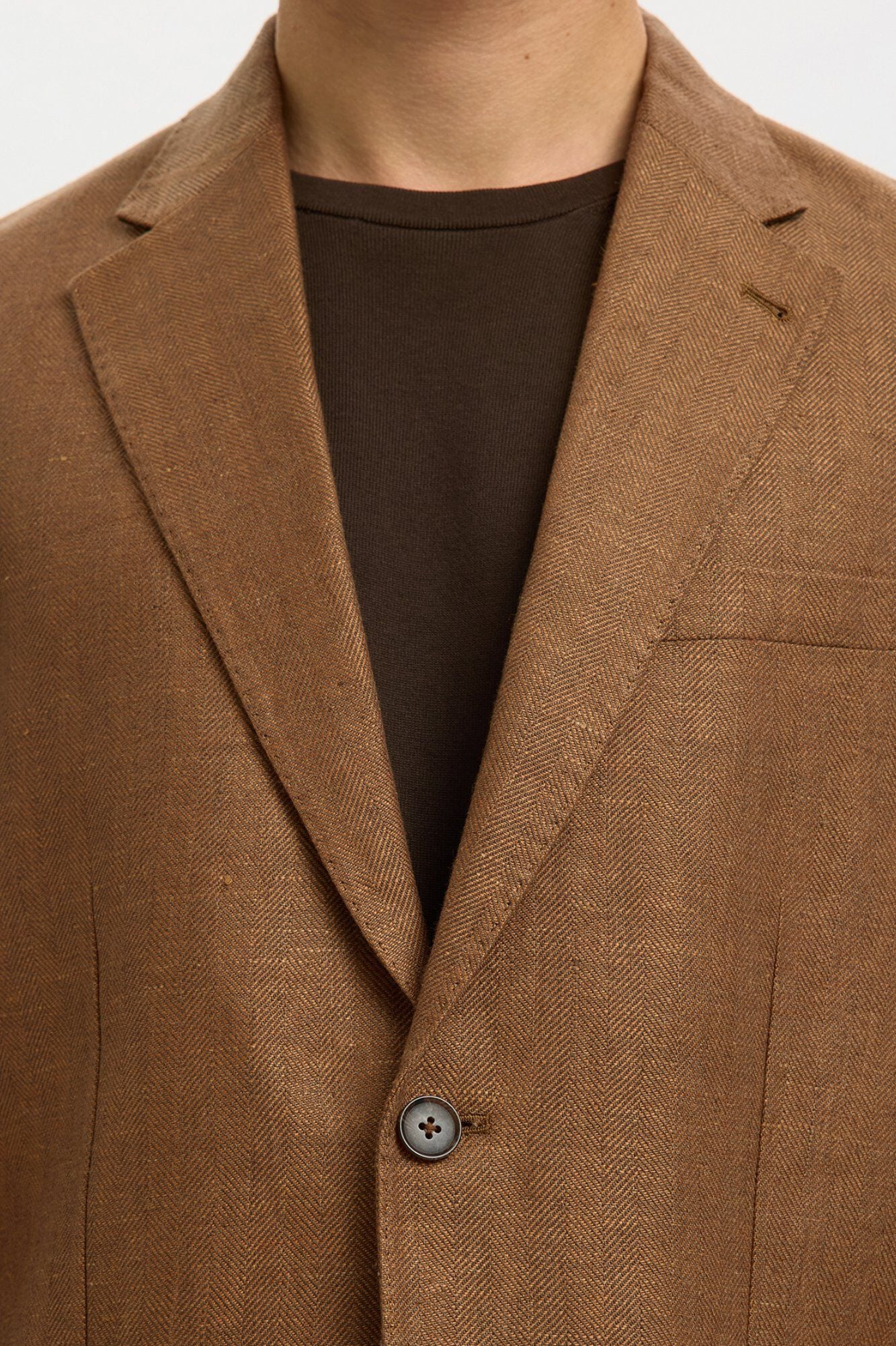 Selected Blazer de linho com lapela Castanho