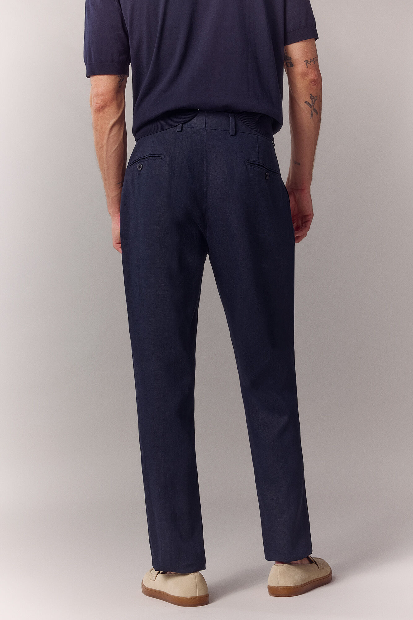 OOTO Linen co-ord tailored trousers Navy