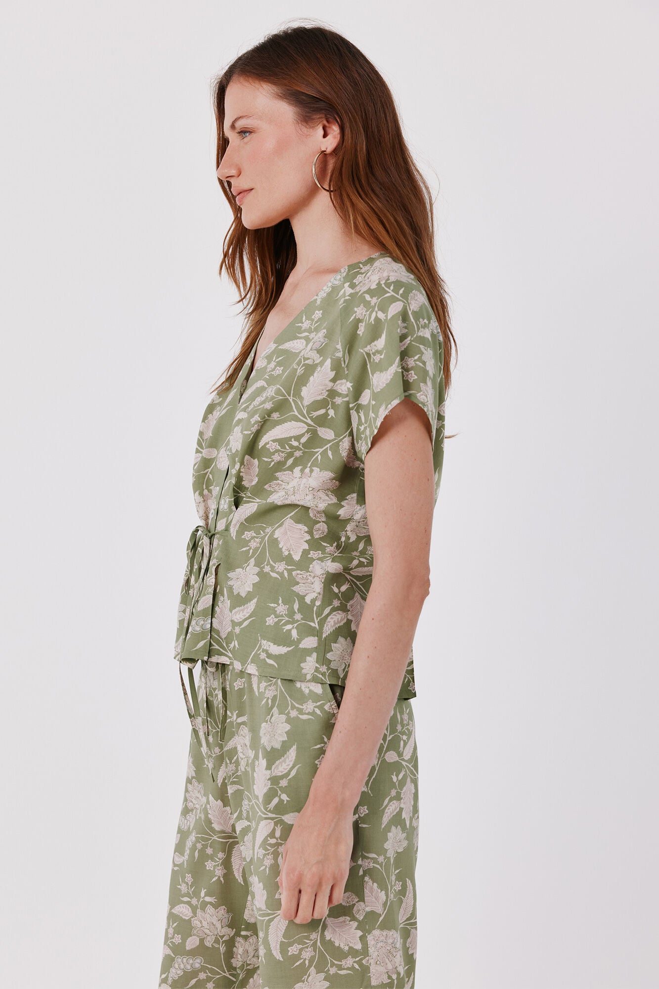 Cortefiel Printed blouse Printed green