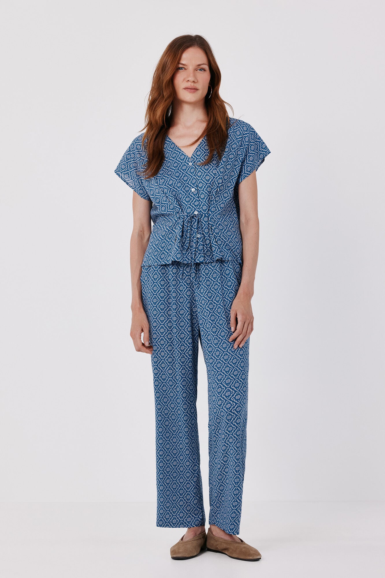 Cortefiel Printed fluid trousers