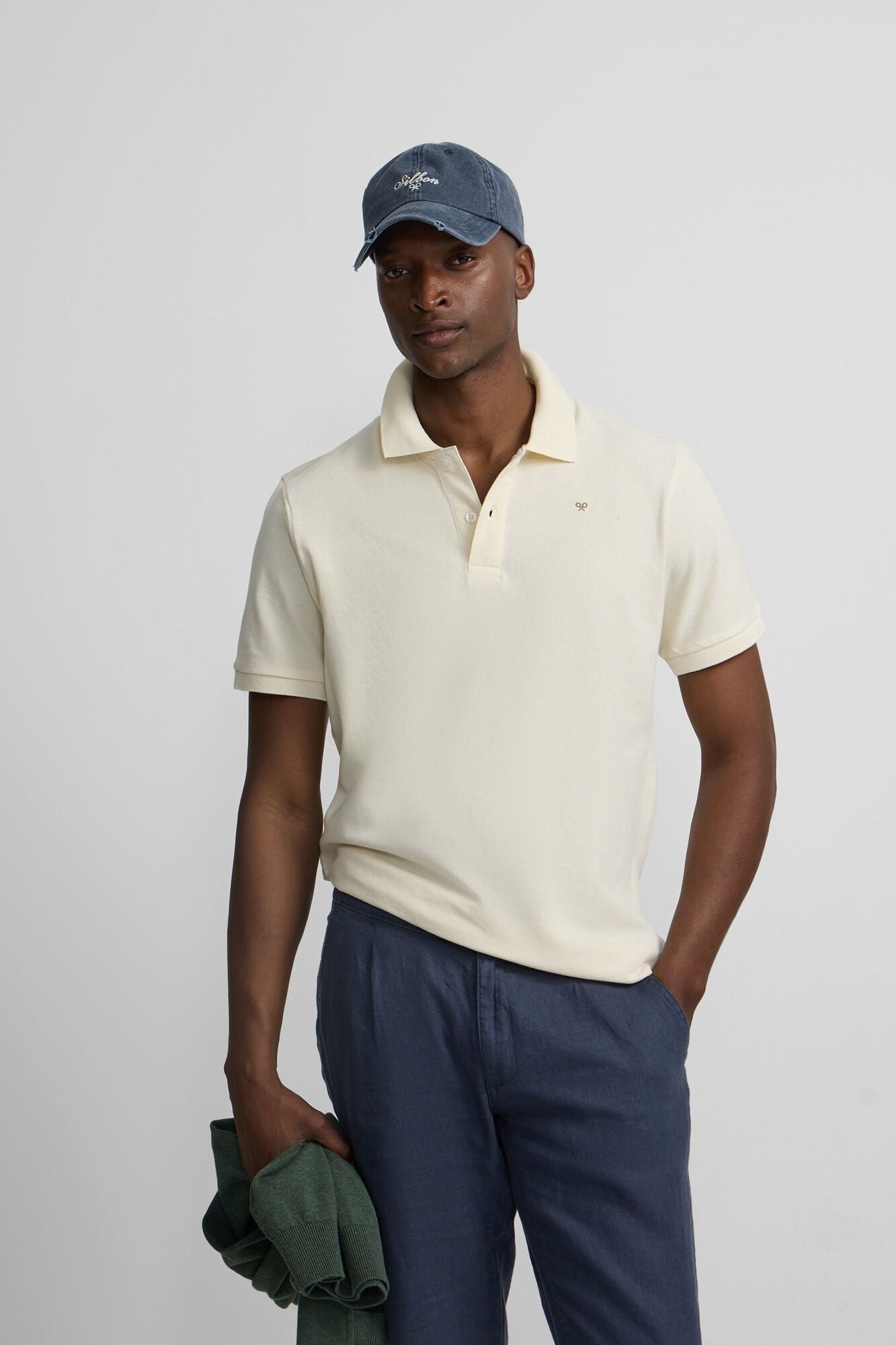 Silbon Polo cl&aacute;ssico liso Ecru