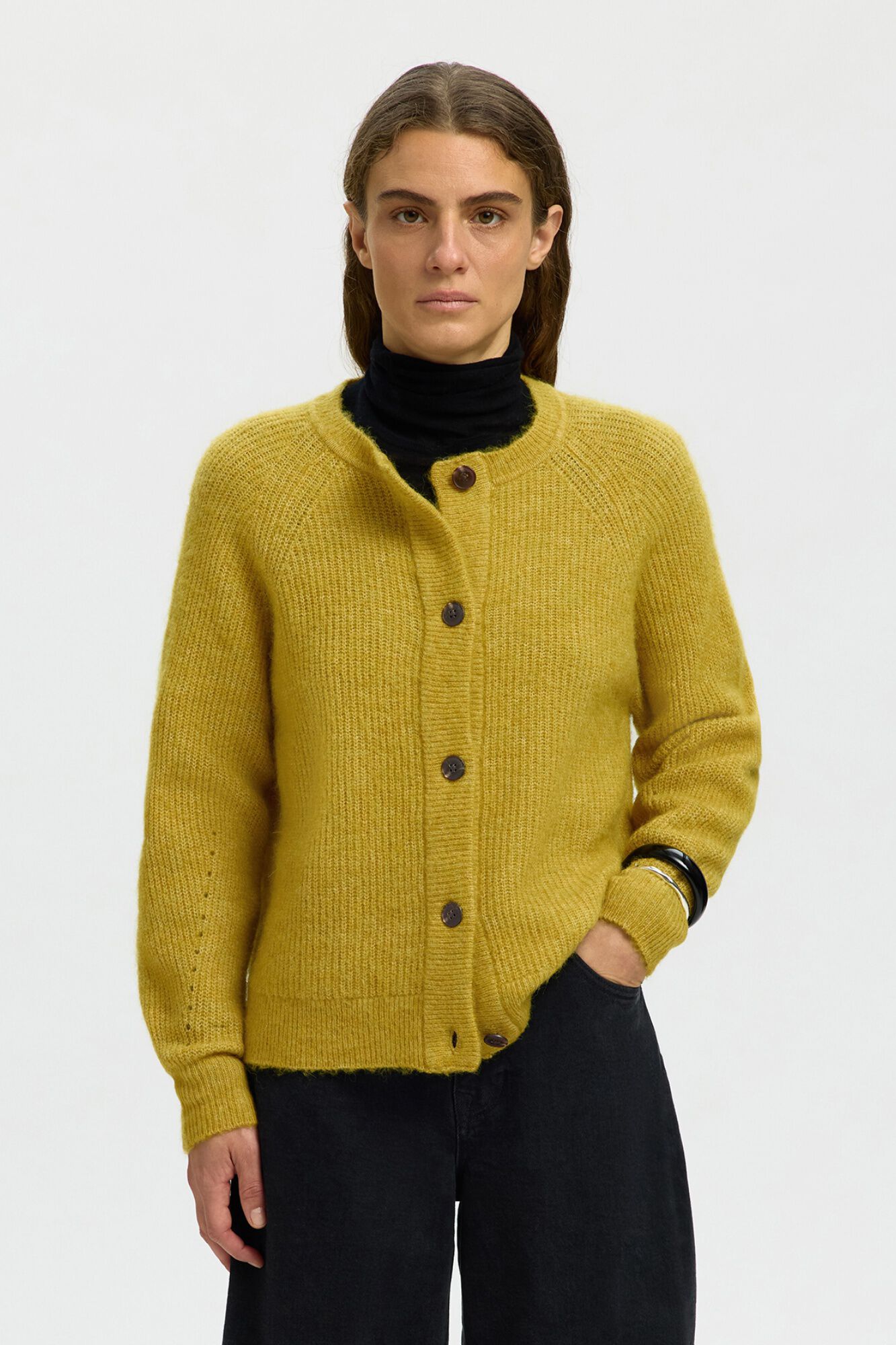 Selected Wool and alpaca cardigan Gold