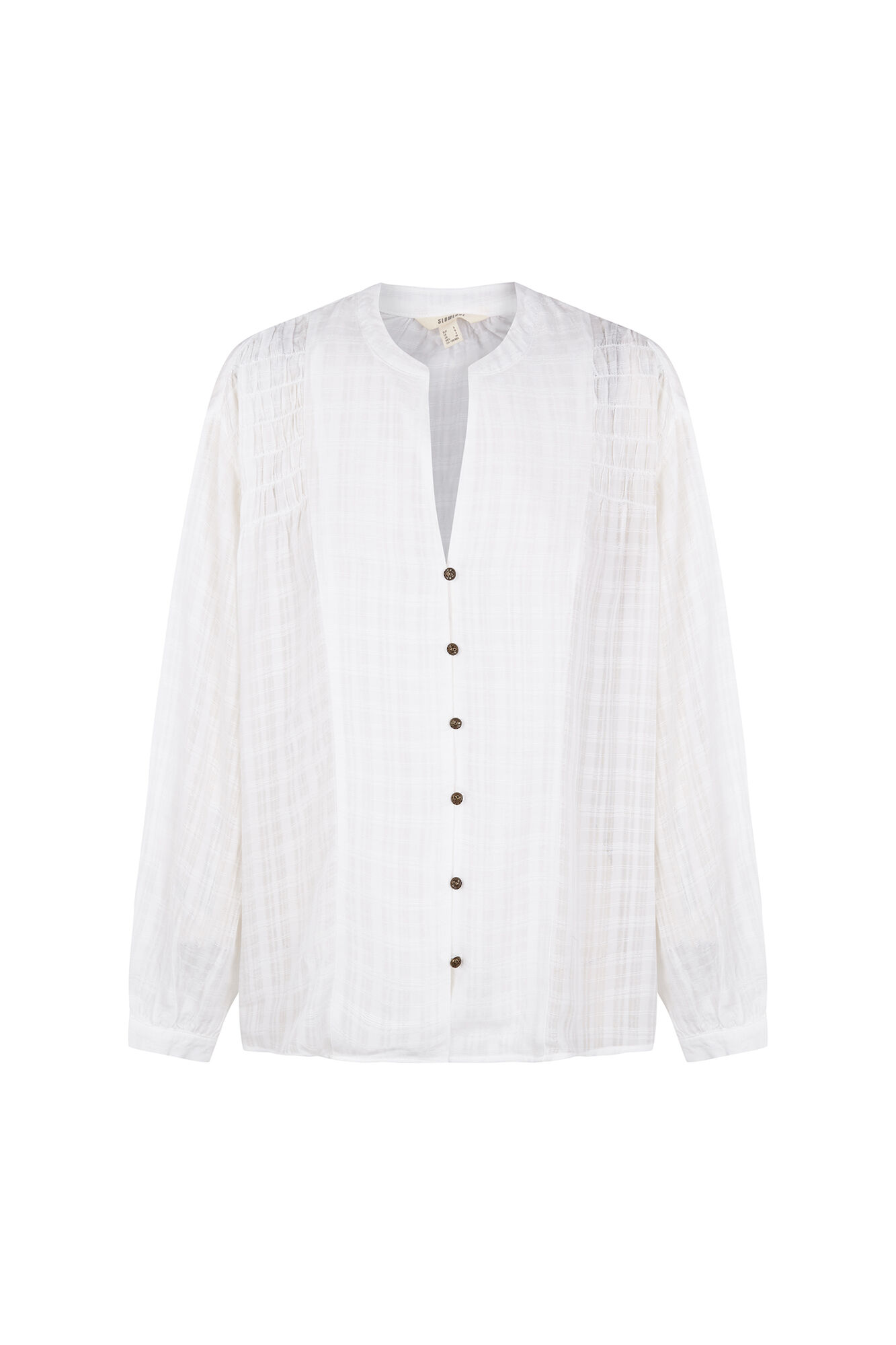 Slowlove Blusa frunce abullonada Marfil