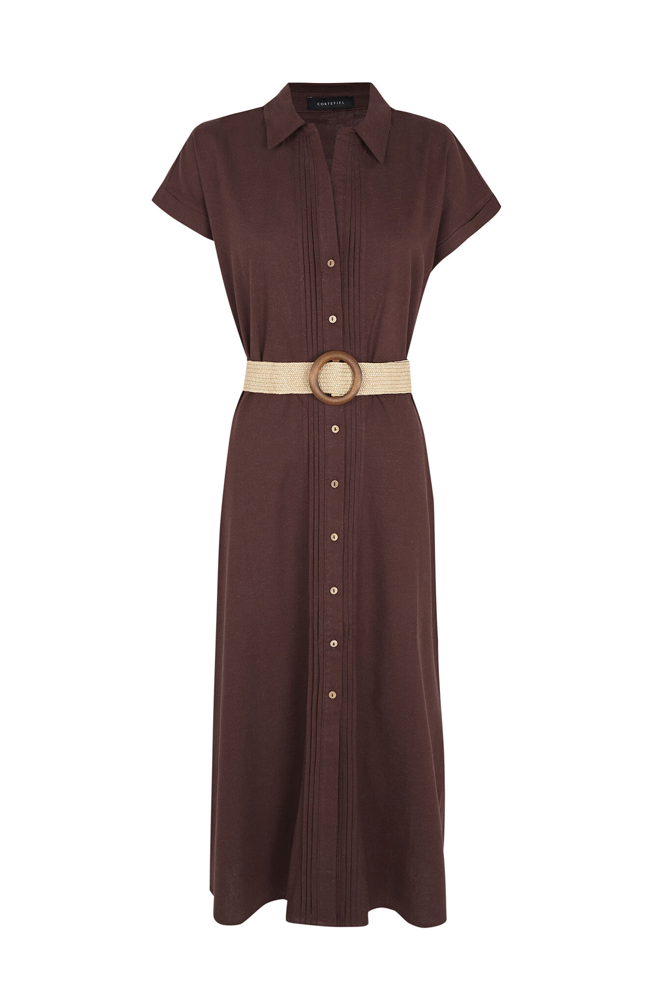 Cortefiel Linen dress Dark brown