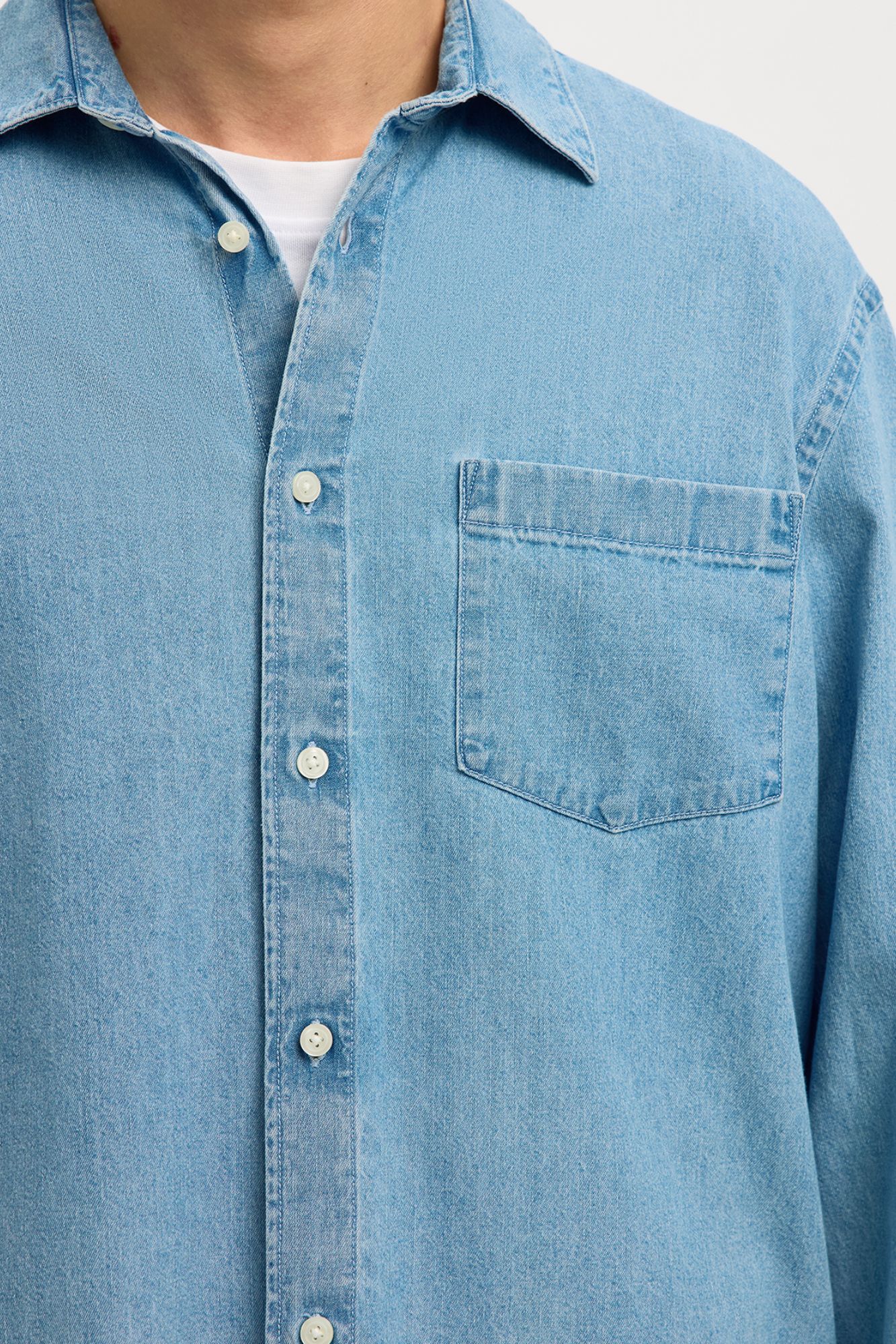 Selected 100% organic cotton lightweight denim shirt