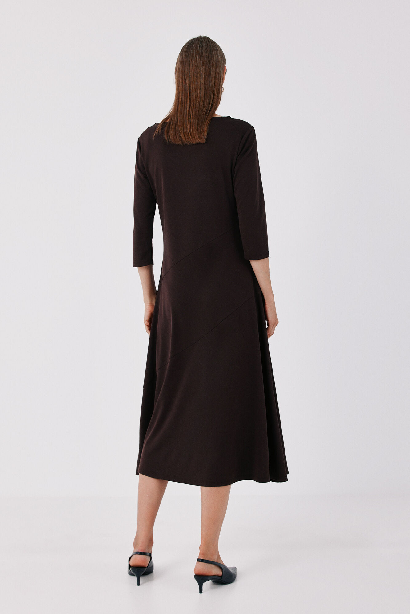 Cortefiel V-shaped dress Dark brown