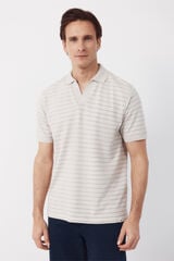 Cortefiel Striped structure polo shirt Beige