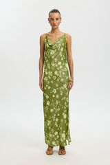 Selected Long thin strap dress Green
