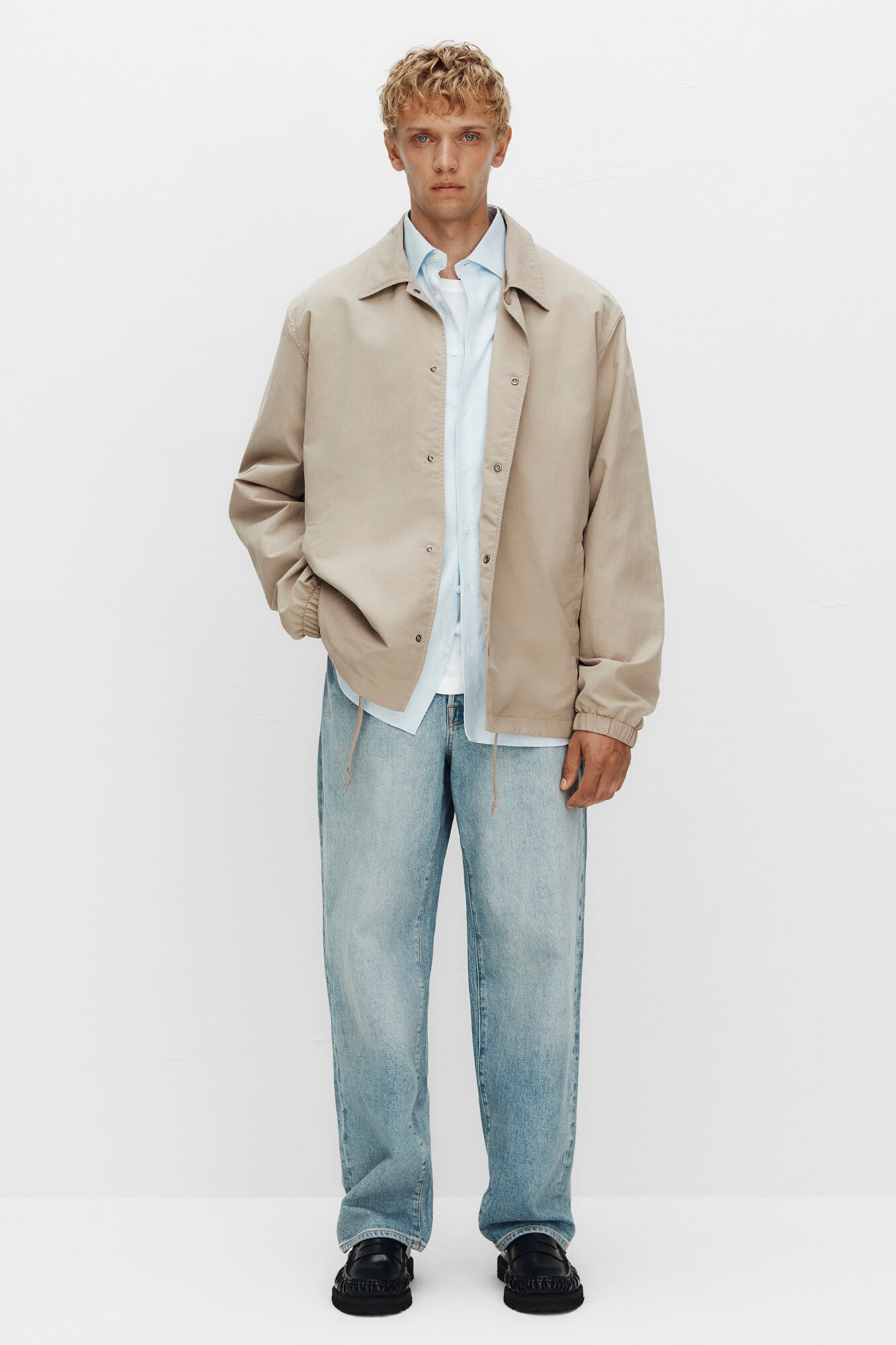 Selected Short jacket with neck made from recycled materials