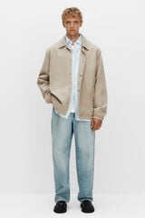Selected Short jacket with neck made from recycled materials Beige