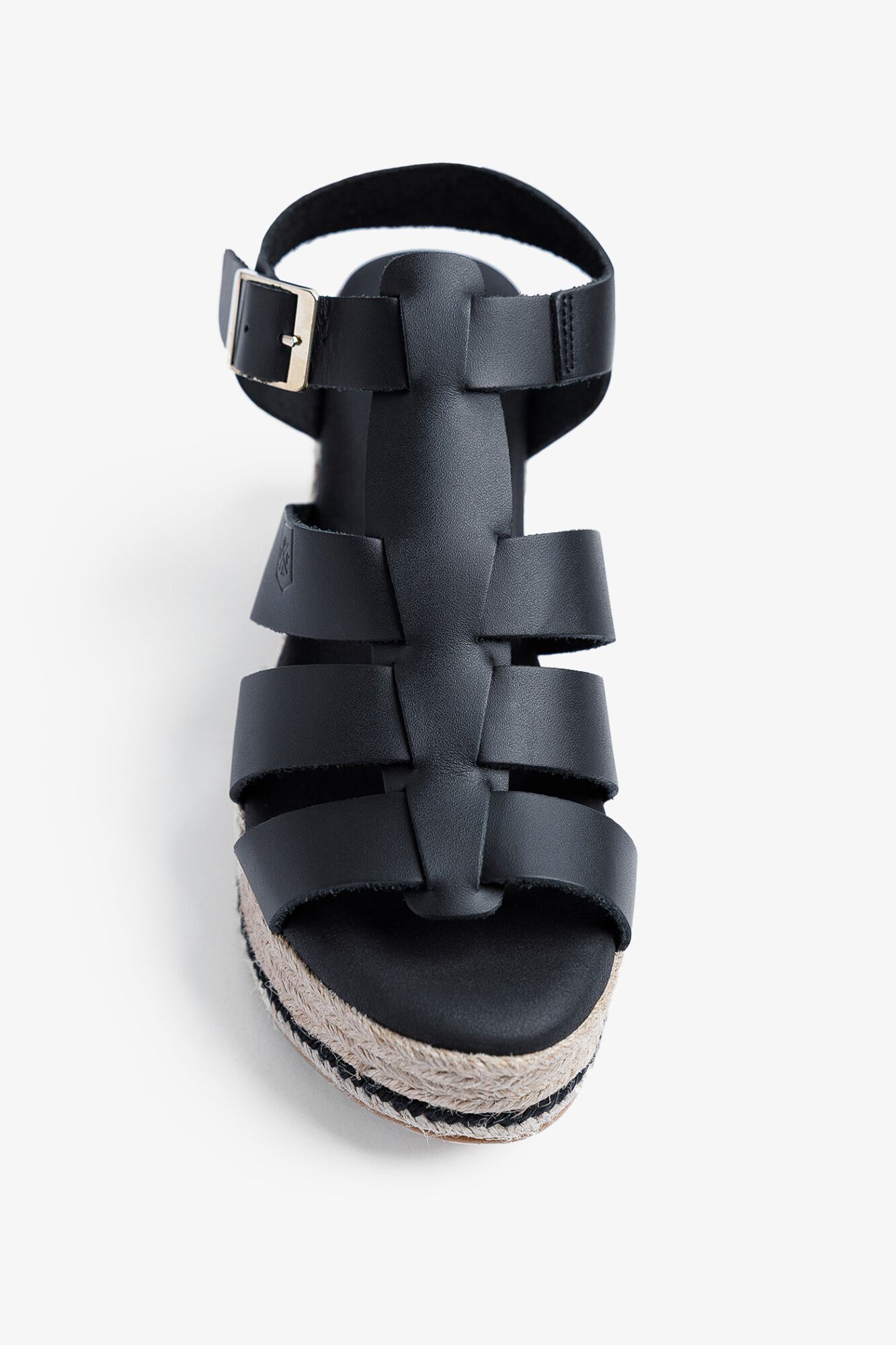 Popa Rumari leather low wedge sandal Black