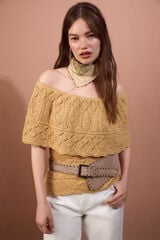 Cortefiel Top de malha ombros descobertos Amarelo