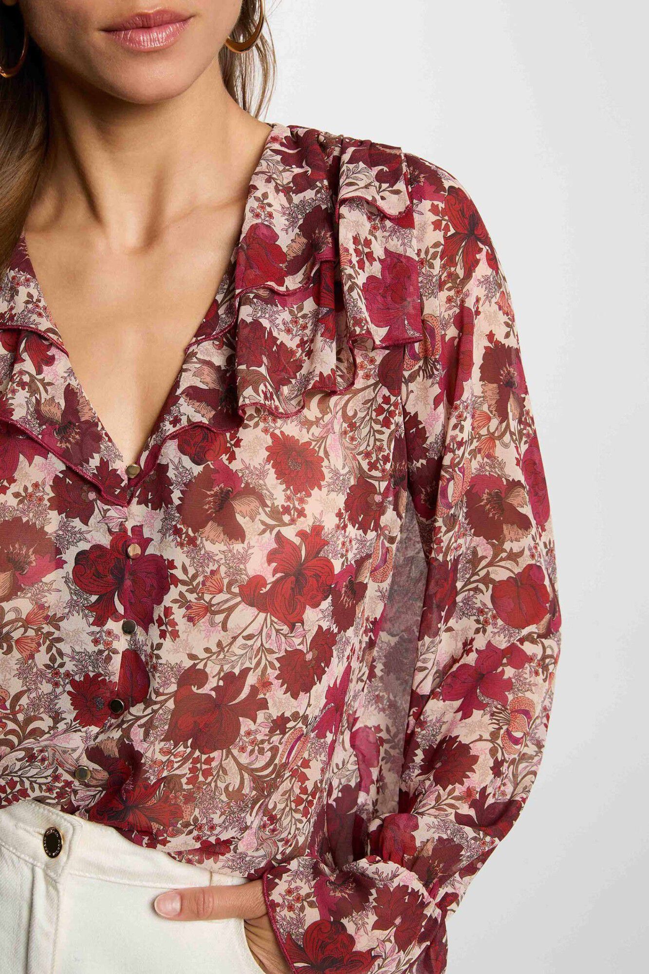 Morgan Blusa em chiffon com gola em V